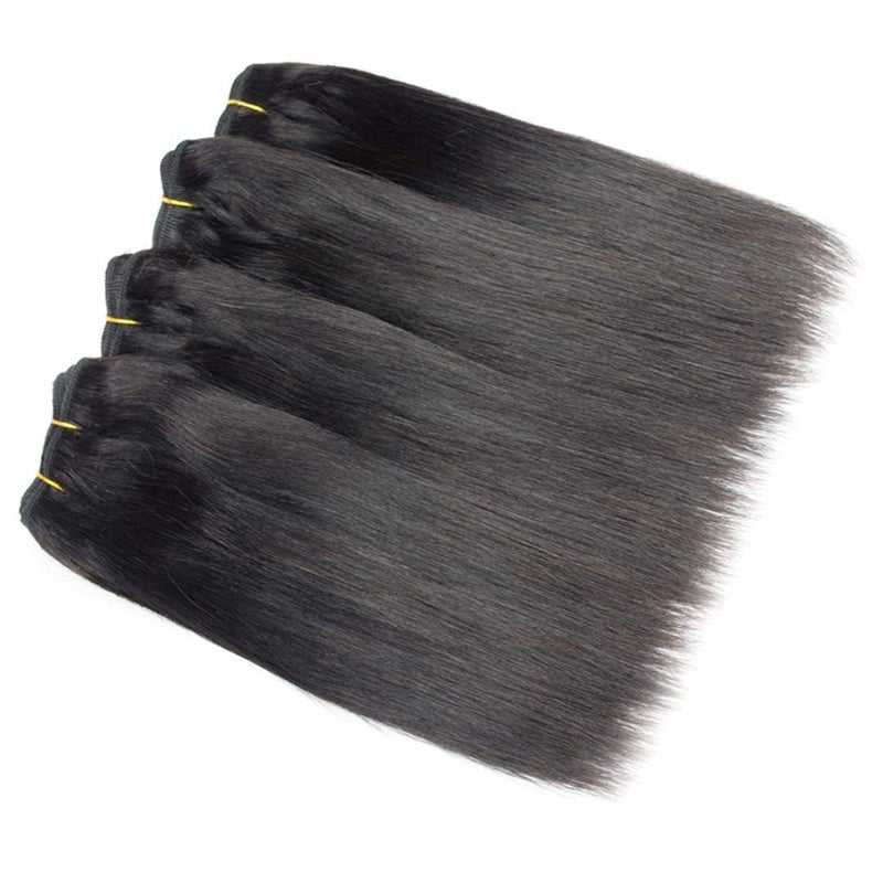 Selina Straight Human Hair Bundles With Closure 8 8 8 8+8 Inch 4x4 Lace Closure 100% Brazilian Virgin Human Hair 4 Bundles Wiht Closure Deals Hair Extensions Qucik Weave Bundles Natural Black - Image 5